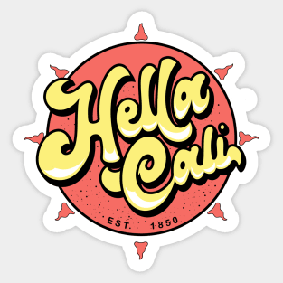 Hella Cali Orange Sun Yellow Lettering Logo Sticker